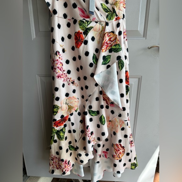 Marchesa Notte Floral Print One Shoulder Mini Dress - Picture 2 of 8